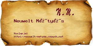 Neuwelt Mátyás névjegykártya